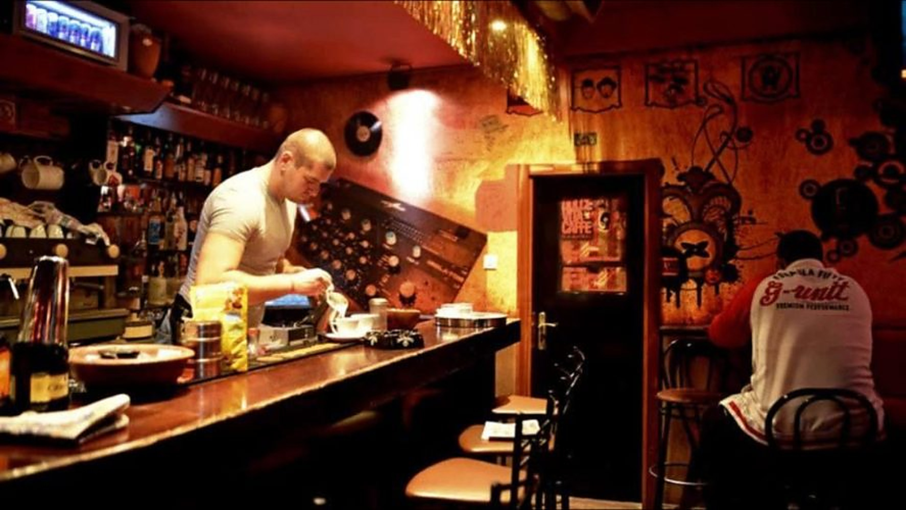 Bartender working behind the counter